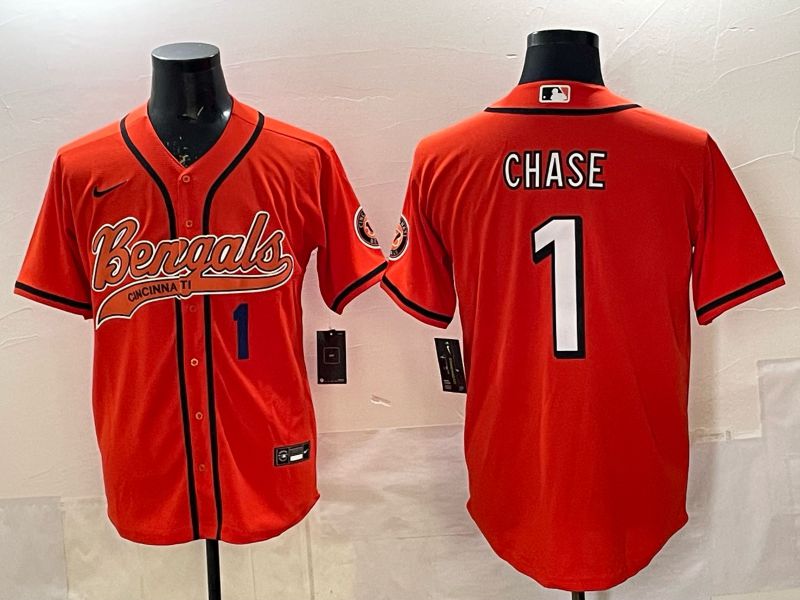 Men Cincinnati Bengals #1 Chase Orange Joint Name 2025 Nike Limited NFL Jersey style 3